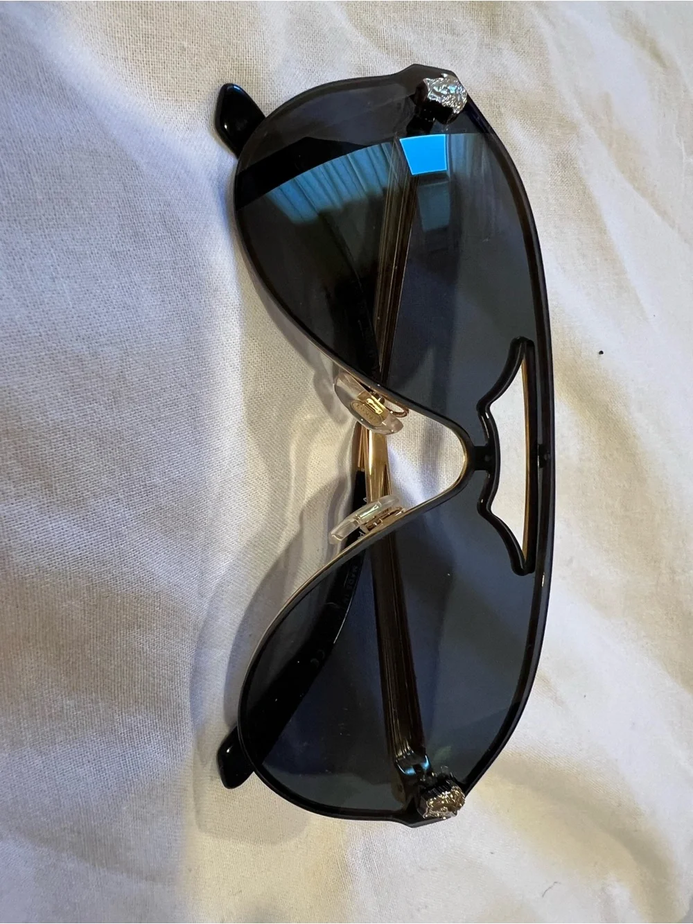 Versace Sunglasses VE2161 (gold/black Medusa shield/visor style)